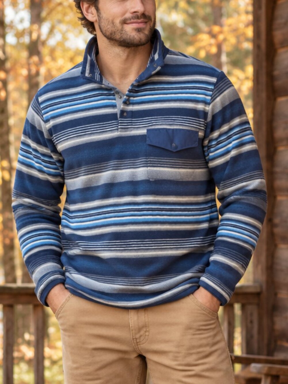 Southern Grit Striped Fleece Pullover Sweater Men's Size Small